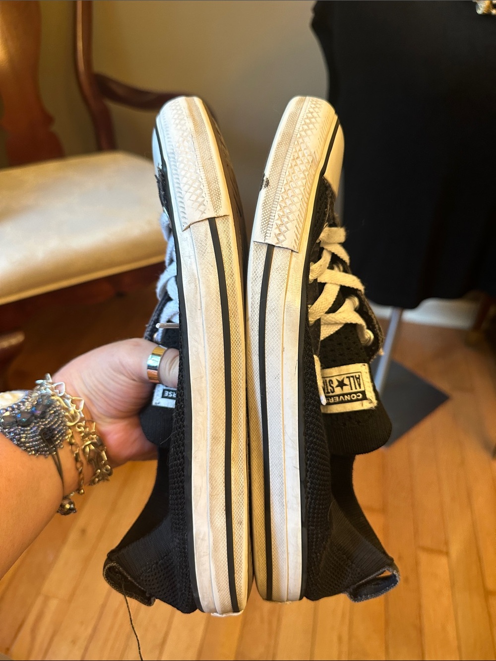 Converse All Star Chuck Taylor black knit slip on shoes, sneakers - Picture 12 of 12